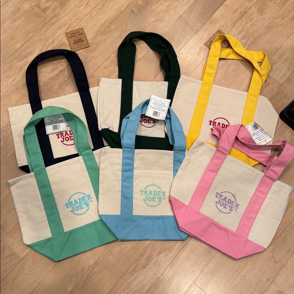 Colorful Canvas Tote Bags Set Trader Joe’s NEW